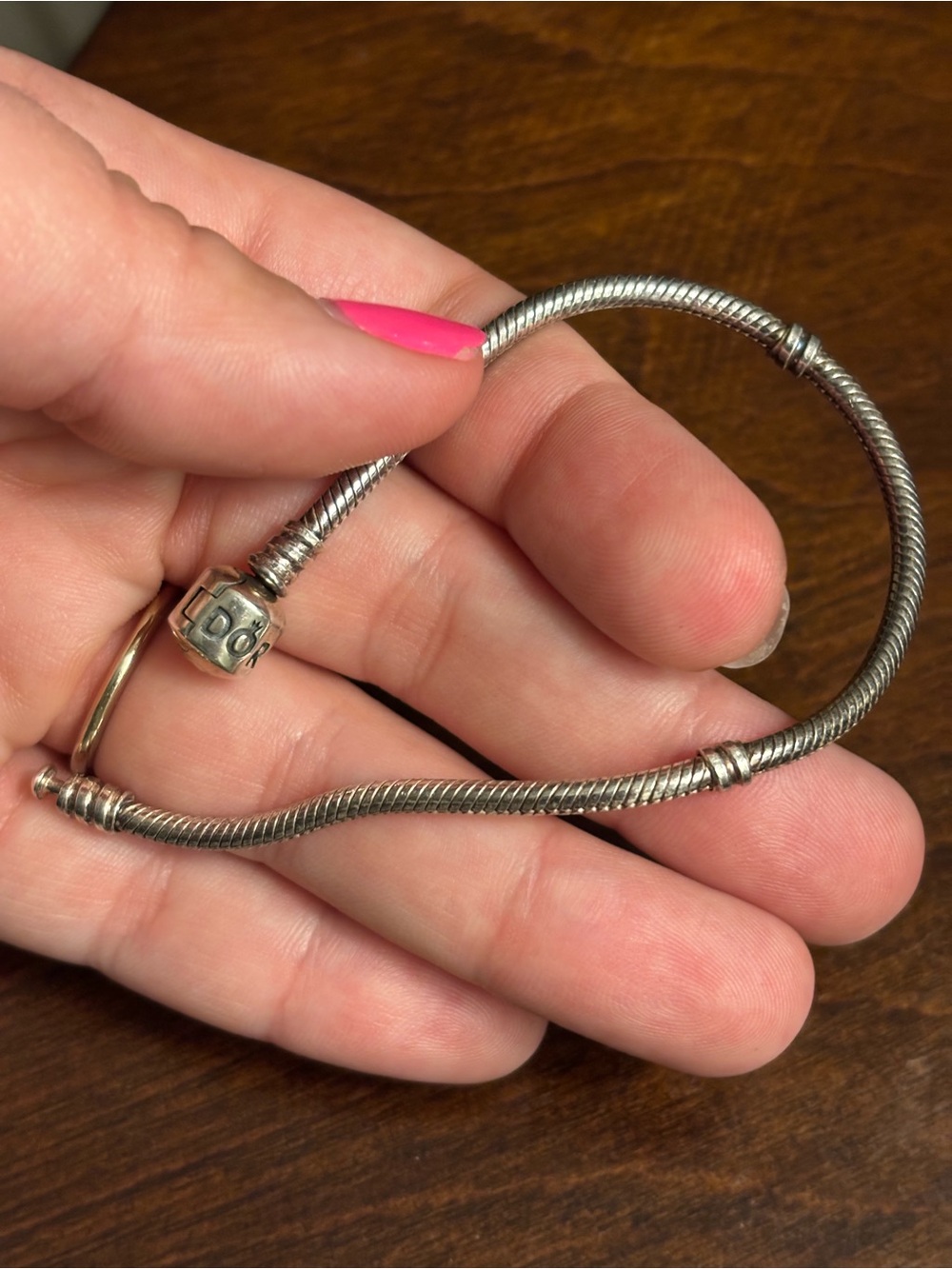 Pandora Sterling Silver Snake Chain Charm Bracelet 7.5inch EUC - Picture 8 of 8